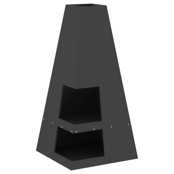 Focolare con Magazzino per Legna Nero 50x50x100 cm Acciaio