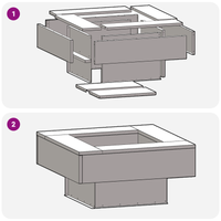 Focolare Square Nero 60x60x30 cm Acciaio