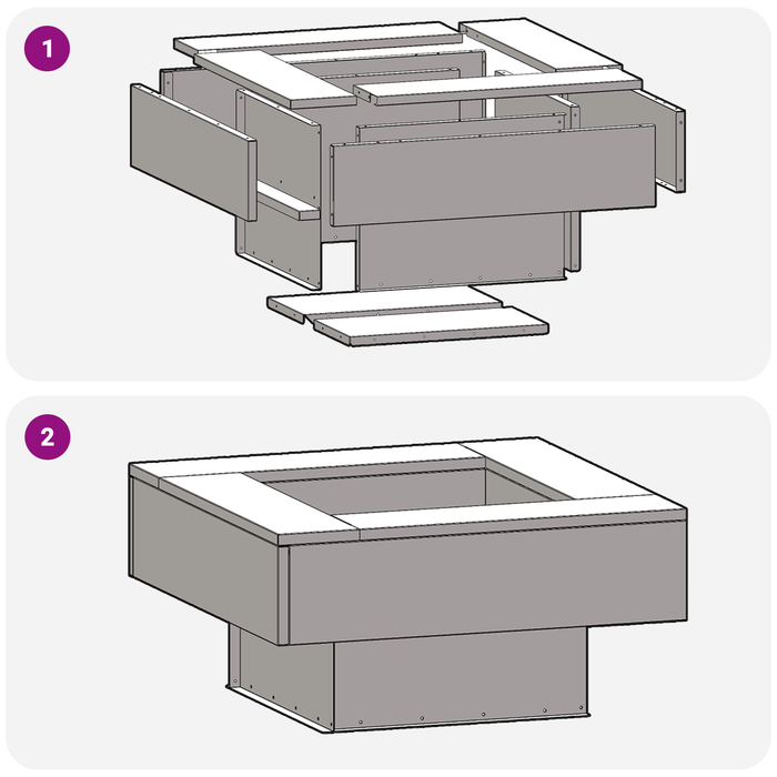 Focolare Square Nero 60x60x30 cm Acciaio