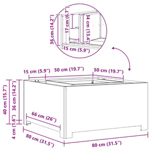 Braciere Quadrato Nero 80x80x40 cm Acciaio