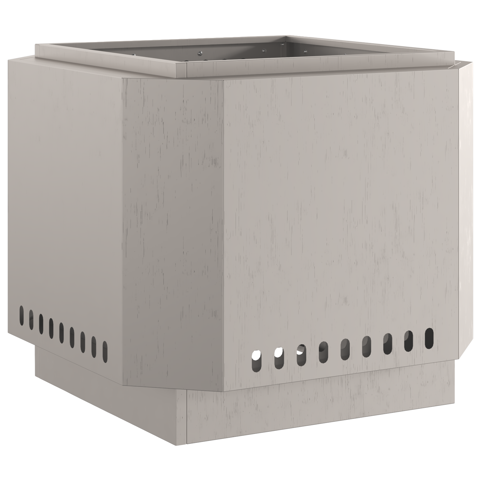 Focolare senza fumi  58x58x51 cm in Acciaio Invecchiato