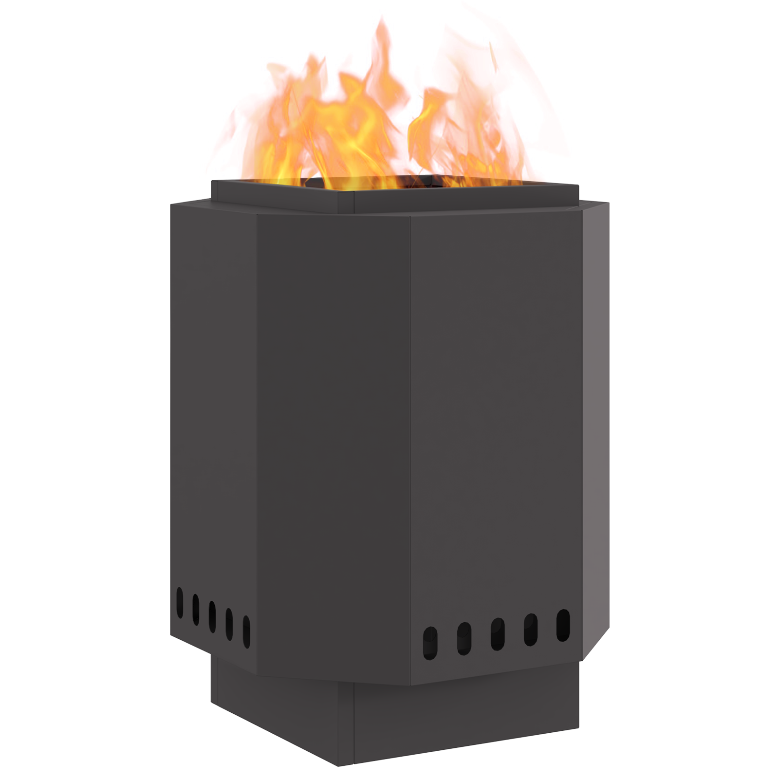 Focolare Senza Fumi Nero 38x38x51 cm in Acciaio di