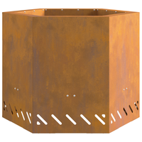 Caminetto senza fumi Esagonale 58x58x51 cm Acciaio invecchiato