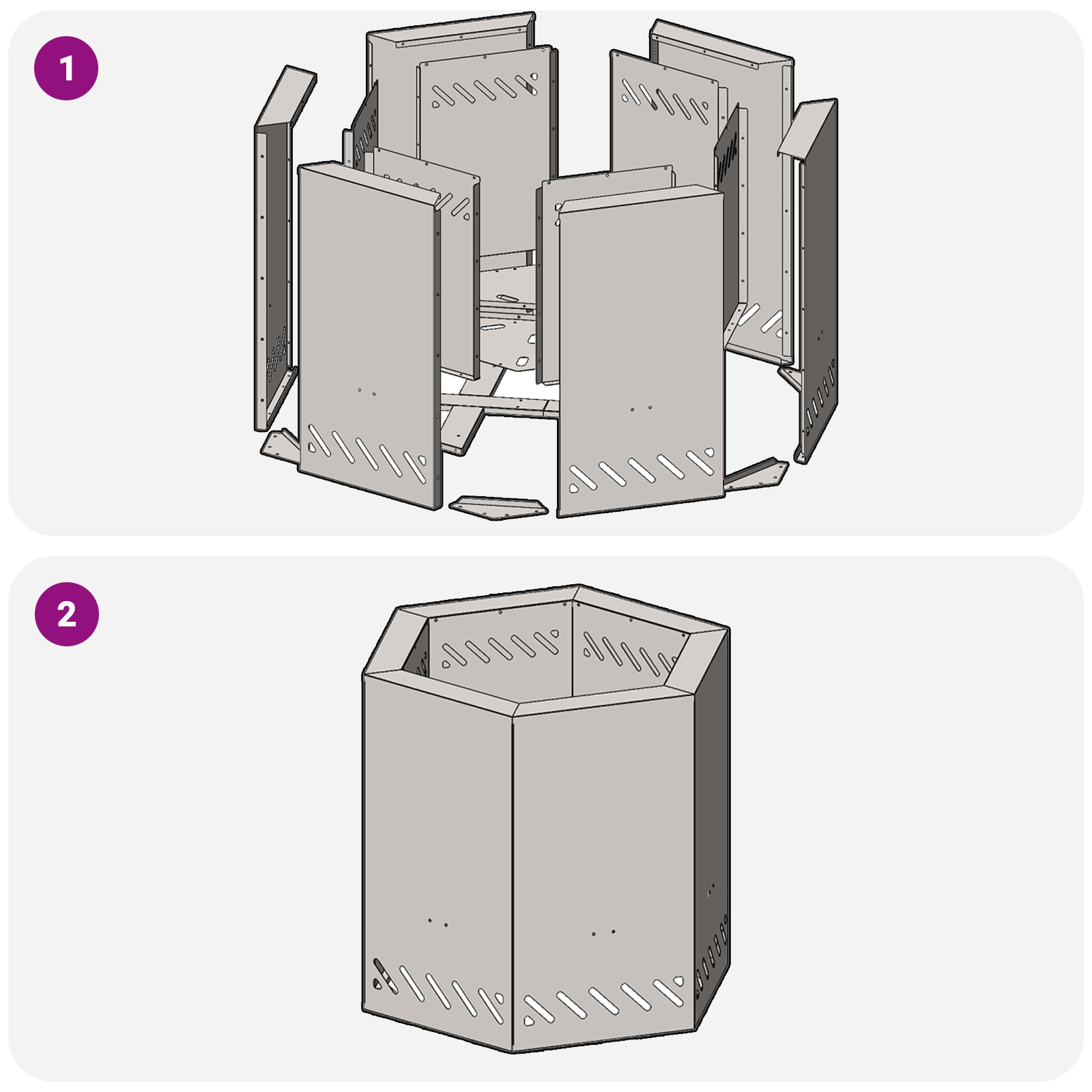 Focolare Senza Fumi Esagonale Nero 48x48x51 cm Acciaio