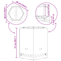 Focolare Senza Fumi Esagonale Nero 48x48x51 cm Acciaio