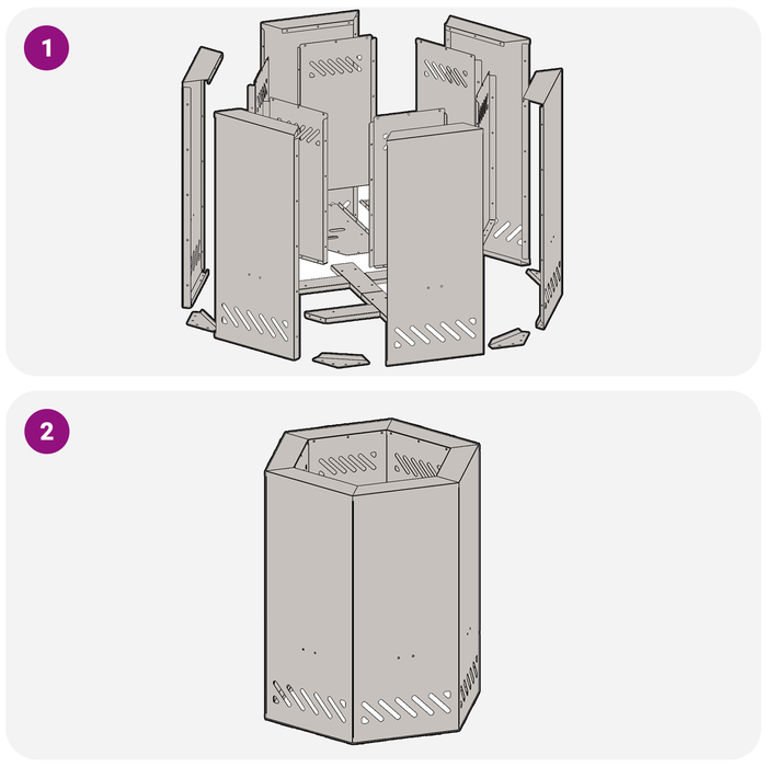 Focolare senza fumi Esagonale Nero 38x38x51 cm Acciaio