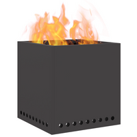 Focolare senza fumo Quadrato Nero 48x48x50 cm Acciaio