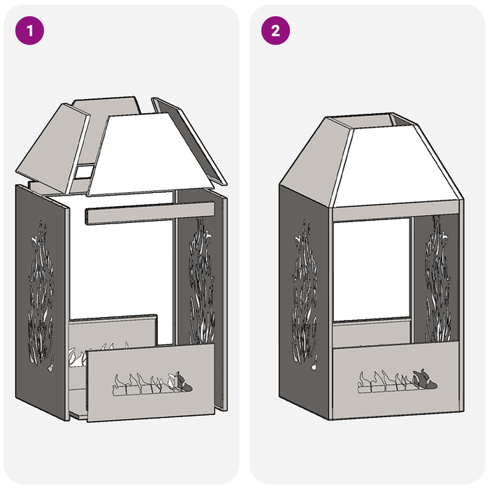 Focolare Nero 50x50x100 cm Acciaio
