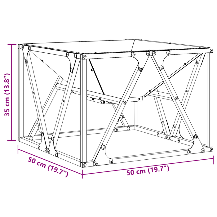 Braciere Quadrato Nero 50x50x35 cm Acciaio