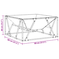 Braciere Quadrato Nero 80x80x40 cm Acciaio
