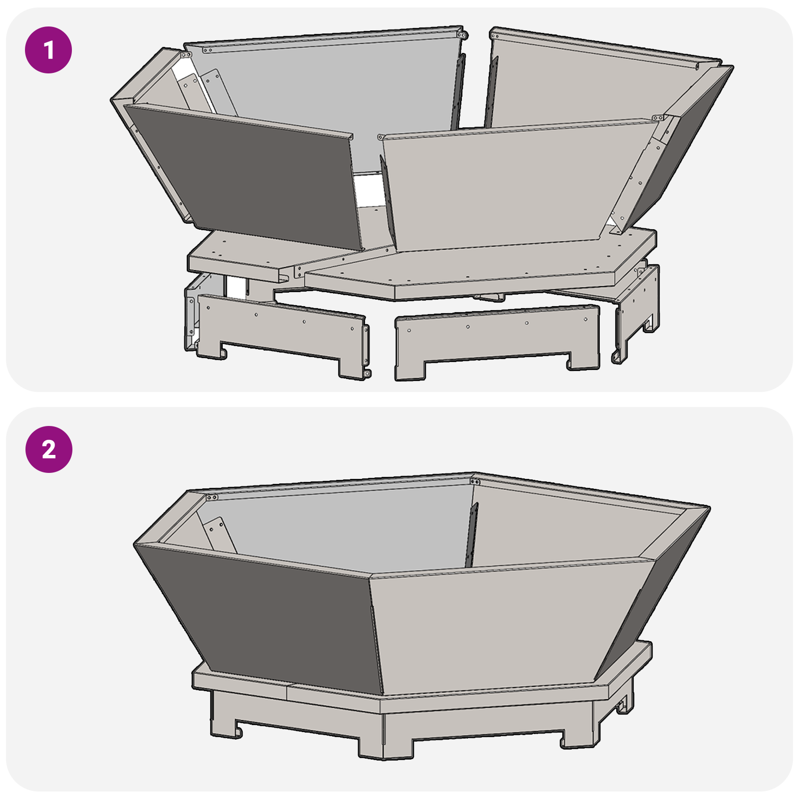 Focolare Esagonale Nero 75x75x28 cm Acciaio