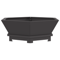 Focolare Esagonale Nero 75x75x28 cm Acciaio