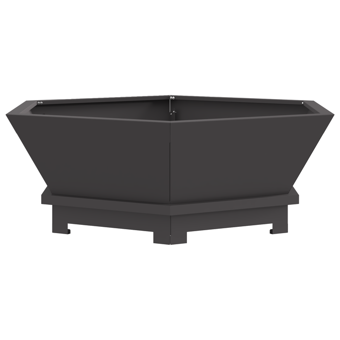 Focolare Esagonale Nero 75x75x28 cm Acciaio