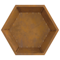 Focolare Esagonale 75x75x28 cm Acciaio Invecchiato