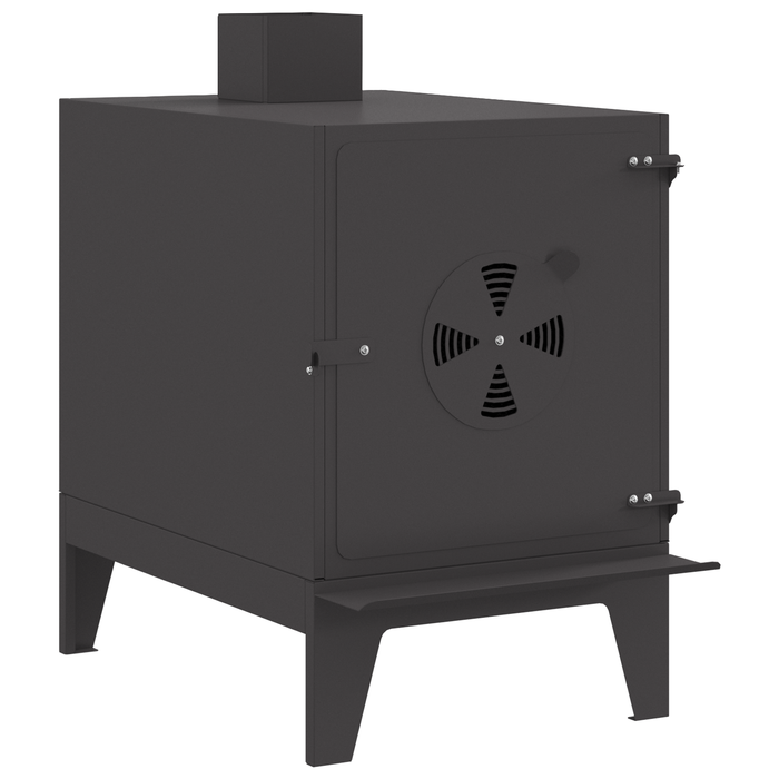 Stufa da Campeggio  con Camino Nera 35x50x60 cm Acciaio
