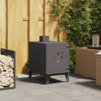 Stufa da Campeggio  con Camino Nera 35x50x60 cm Acciaio