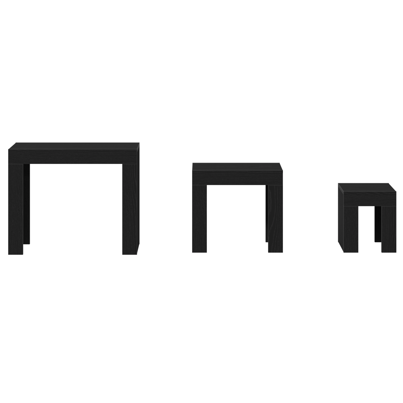 Set di 3 tavolini da caffè impilabili in legno nero