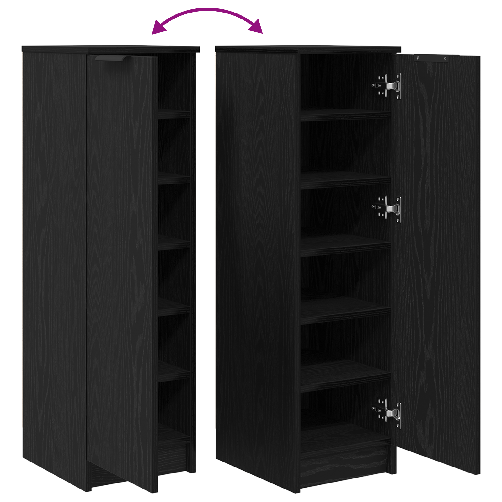 Armadio per scarpe  Nero Rovere 29,5x35x100,5 cm in Legno Ingengerizzato