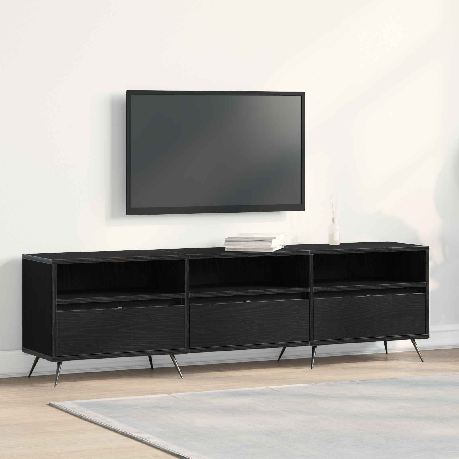 Cabinet TV Nero 150x30x44,5 cm Legno ingegnerizzato