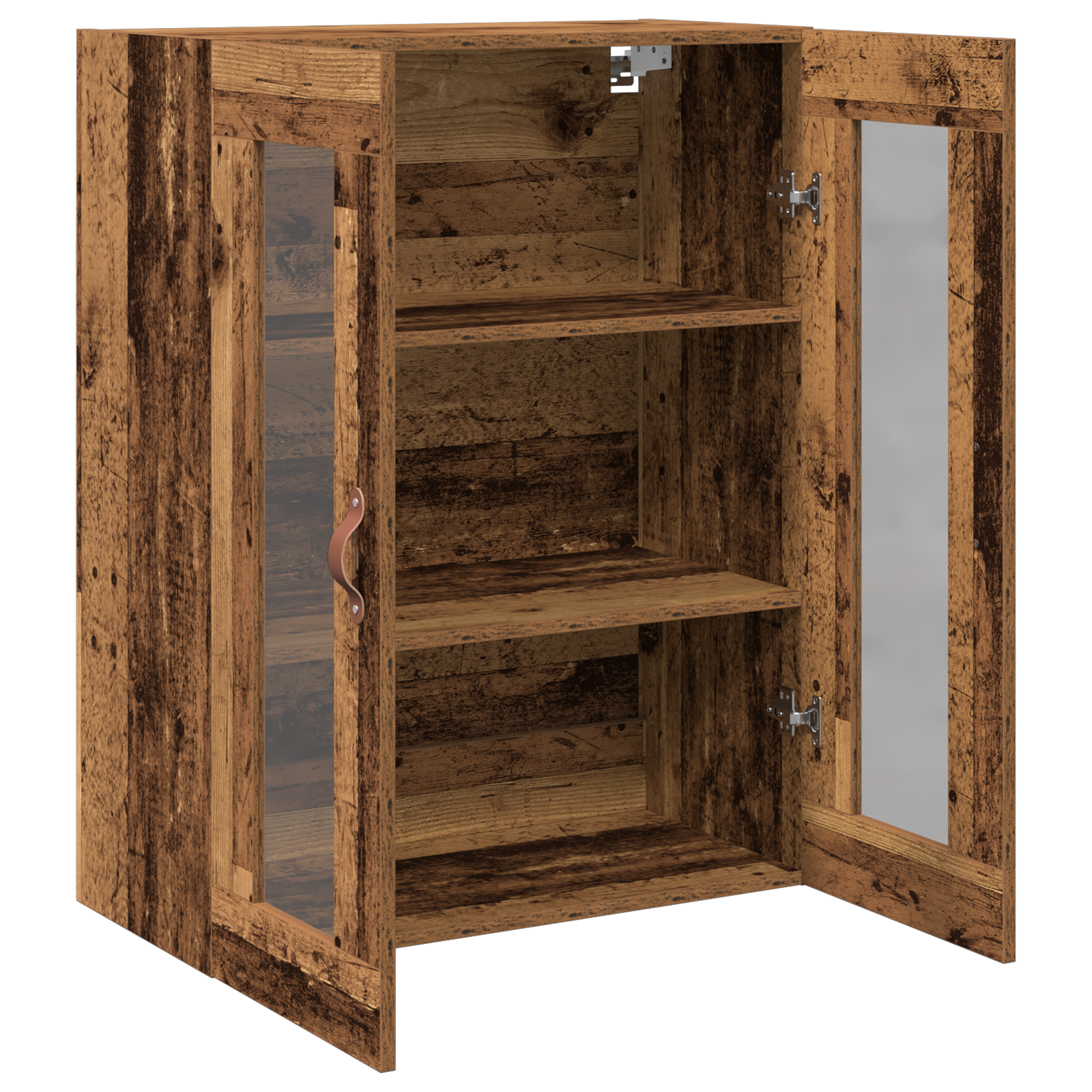 Armadio a muro con ante in vetro in legno anticato 69,5x34x90 cm