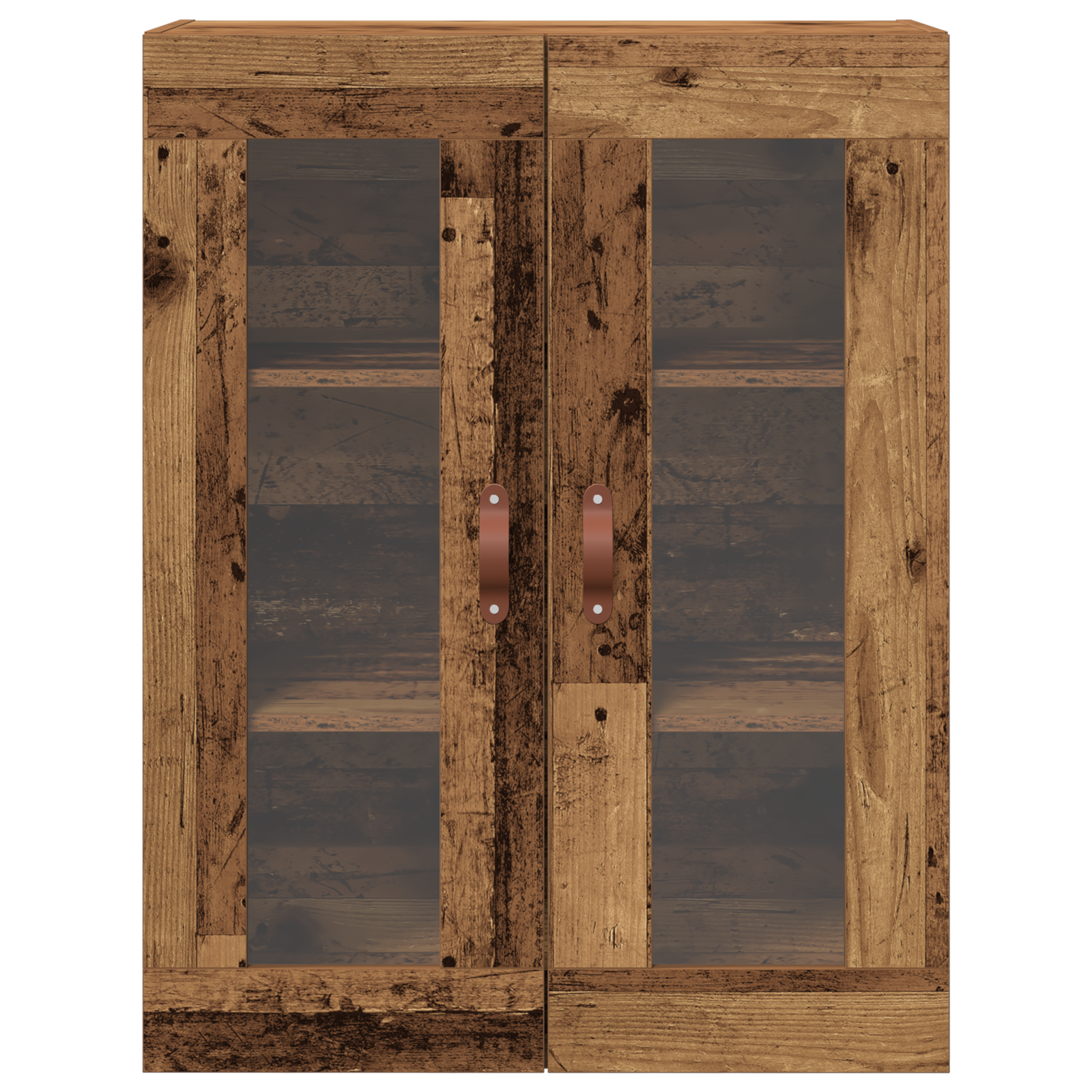 Armadio a muro con ante in vetro in legno anticato 69,5x34x90 cm