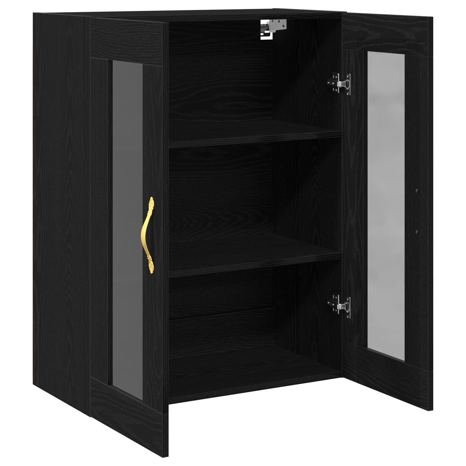 Armadio a Muro con Porte in Vetro Rovere Nero 69,5x34x90 cm