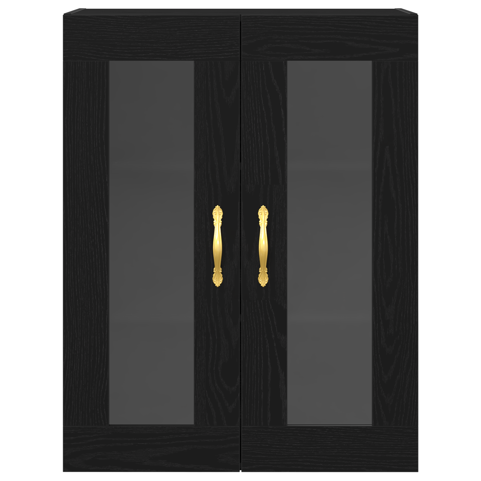 Armadio a Muro con Porte in Vetro Rovere Nero 69,5x34x90 cm
