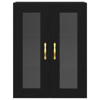 Armadio a Muro con Porte in Vetro Rovere Nero 69,5x34x90 cm