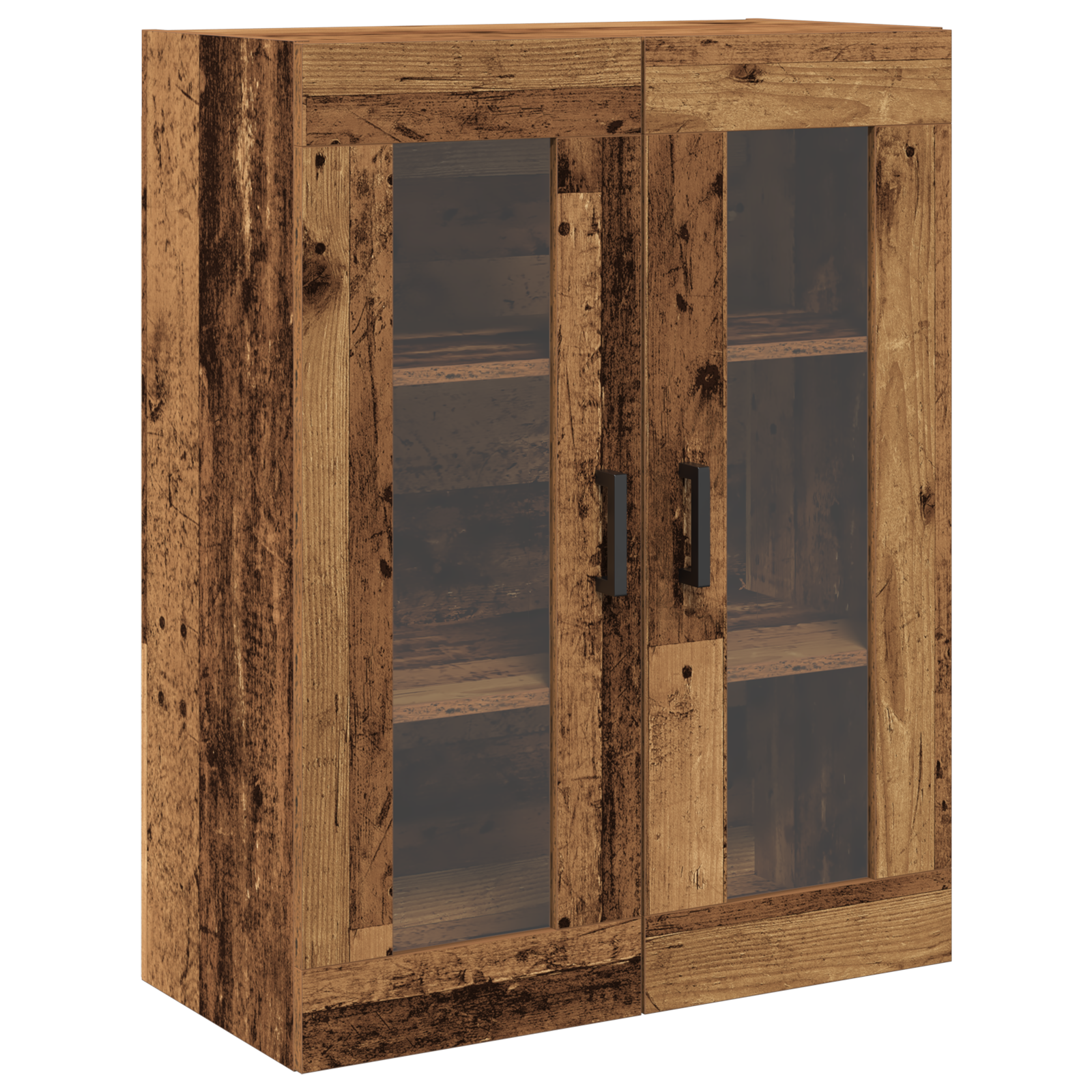 Mobile a Muro con Porte in Vetro - Legno Recuperato - 69.5x34x90 cm