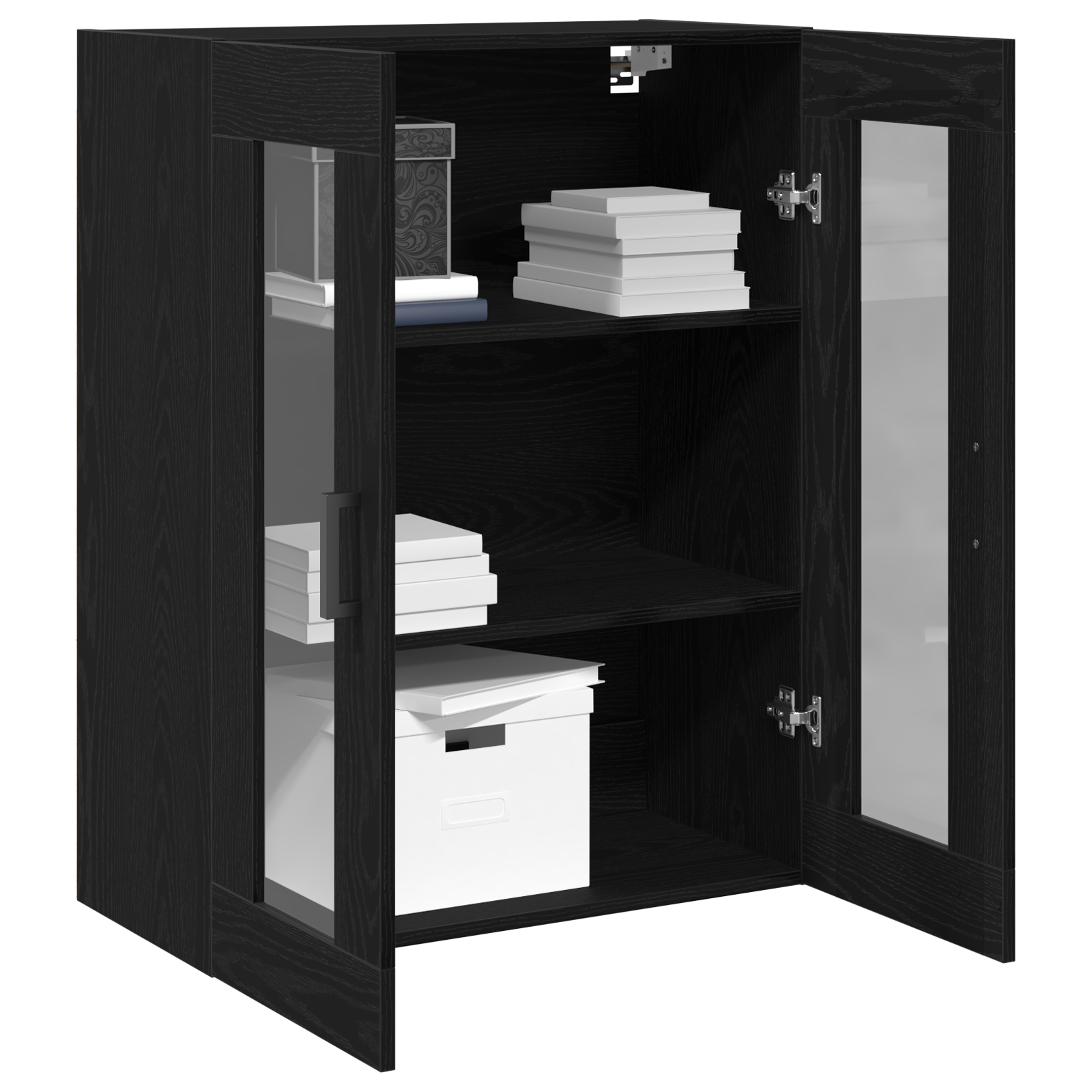 Mobile a muro con porte in vetro Rovere nero 69.5x34x90 cm