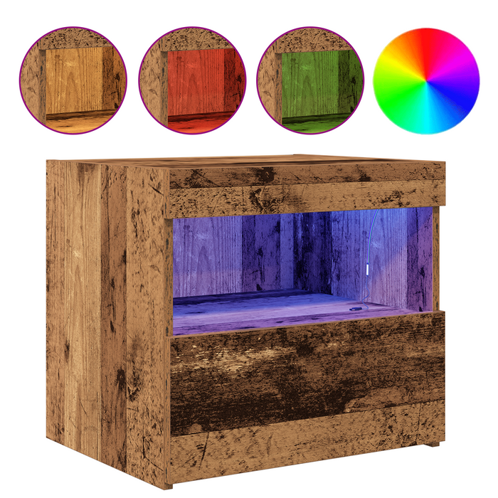 comodino  con luci LED legno vecchio 50x40x45 cm