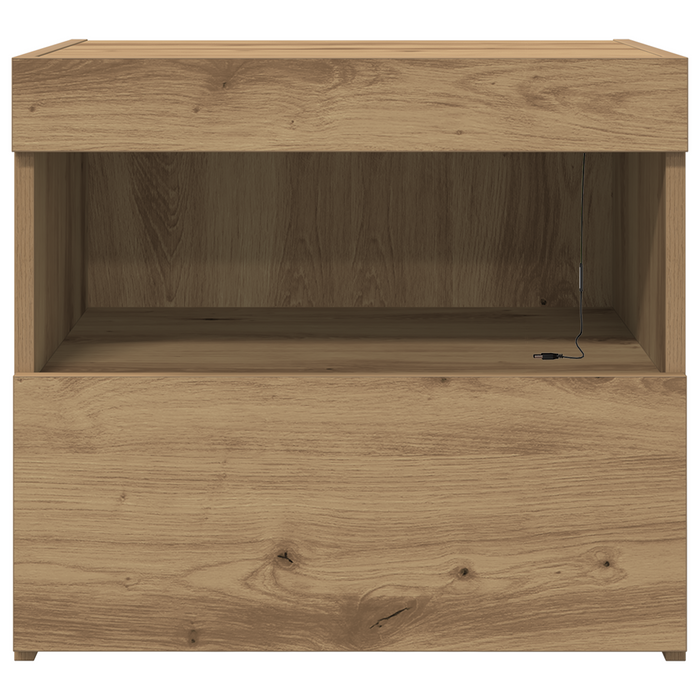 Comodini con Luci LED 2 pz Rovere Artigianale 50x40x45 cm