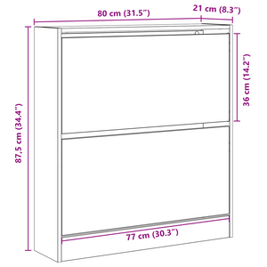 Mobile per scarpe  con cassetto a ribalta in rovere affumicato 80x21x87,5 cm