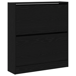 Scarpiera  con cassetto flip in rovere nero 80x21x87,5 cm