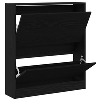 Scarpiera  con cassetto flip in rovere nero 80x21x87,5 cm