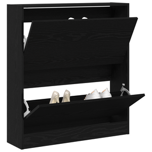 Scarpiera  con cassetto flip in rovere nero 80x21x87,5 cm
