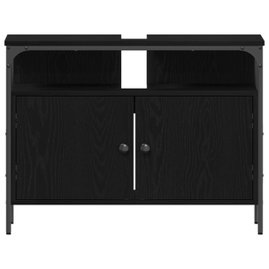 Mobiletto da Bagno  Nero Rovere 80x30x60 cm Legno Ingegnerizzato