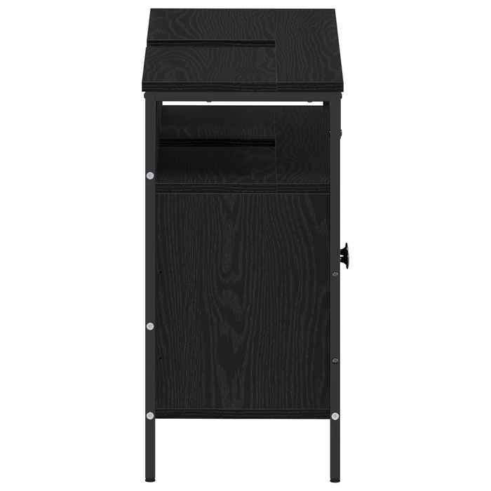Mobiletto da Bagno  Nero Rovere 80x30x60 cm Legno Ingegnerizzato