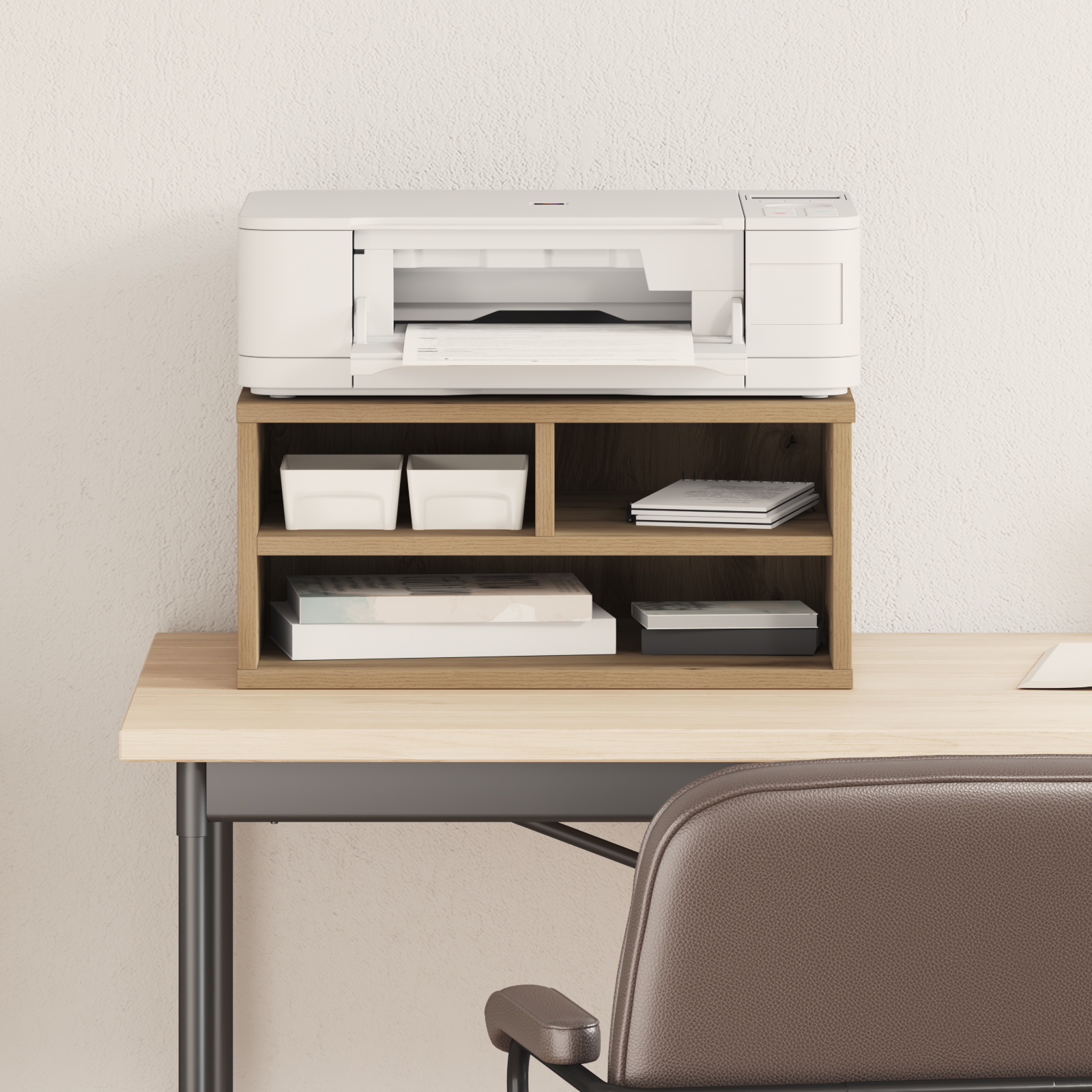 Supporto per Stampante Rovere Artigianale 49x40x22,5 cm Legno Ingegnerizzato