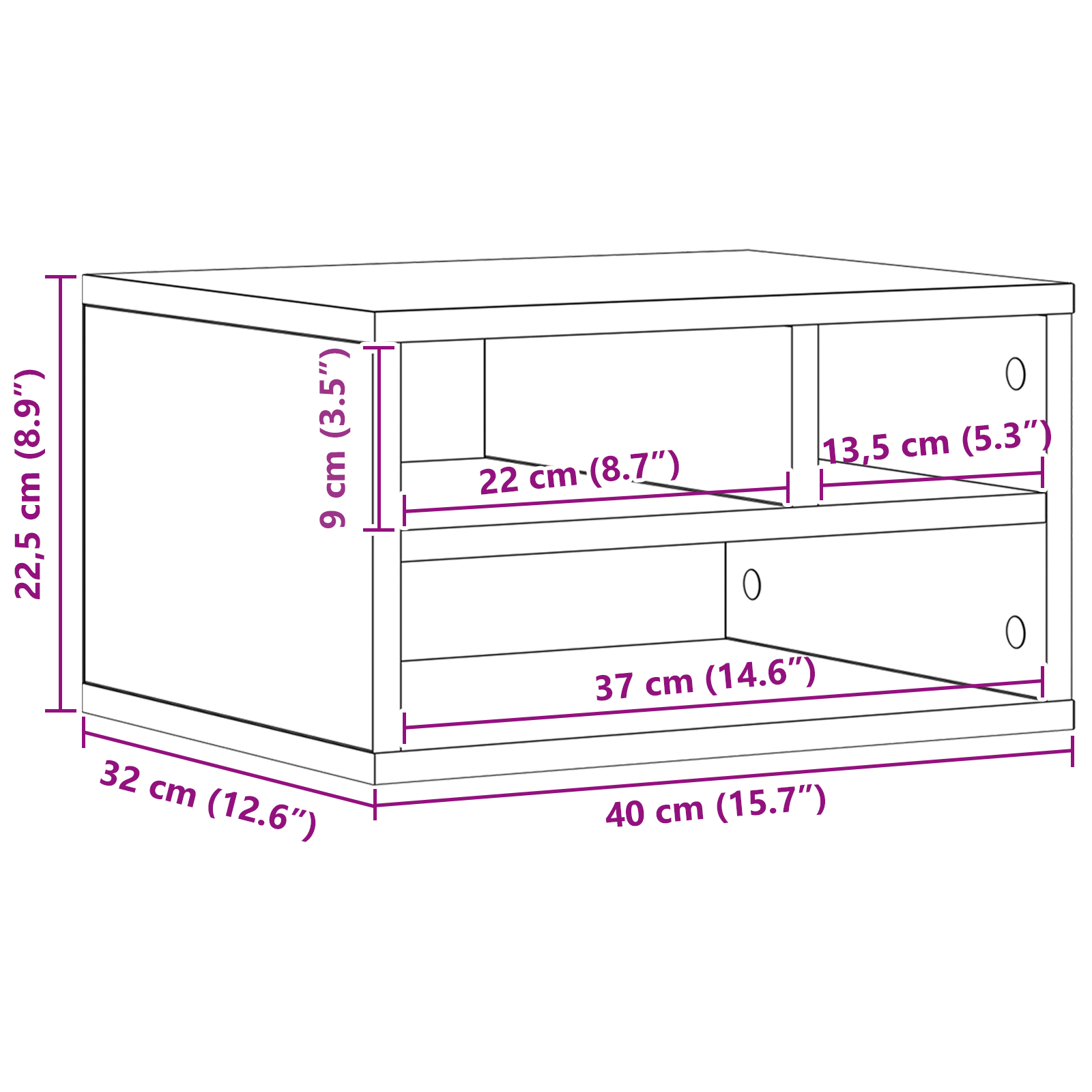 Supporto per Stampante  Rovere Artigianale 40x32x22,5 cm Legno Ingegnerizzato
