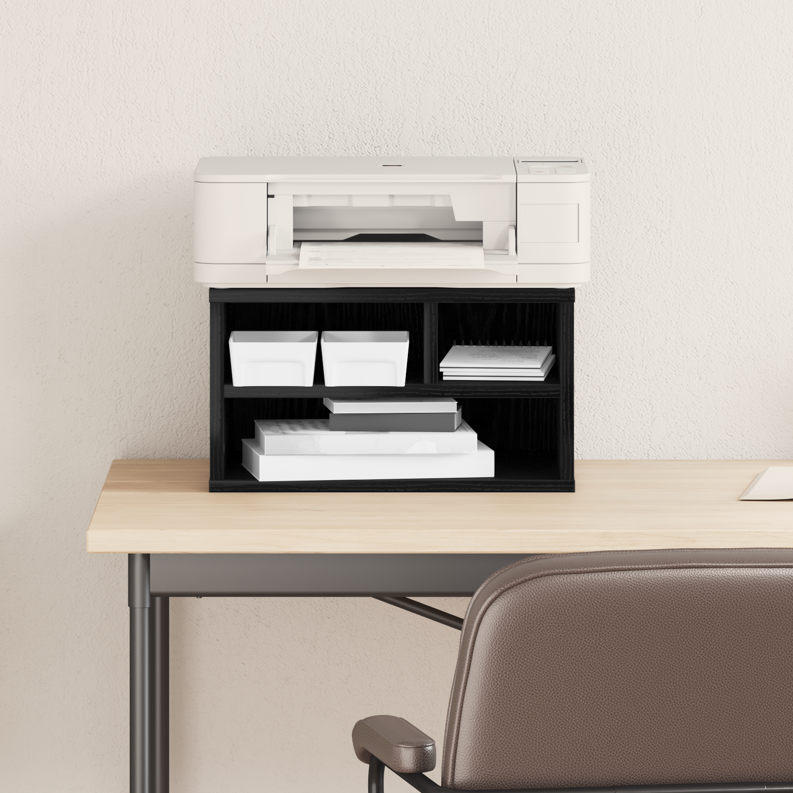 Supporto per Stampante Nero Rovere 40x32x22,5 cm Legno Ingegnerizzato