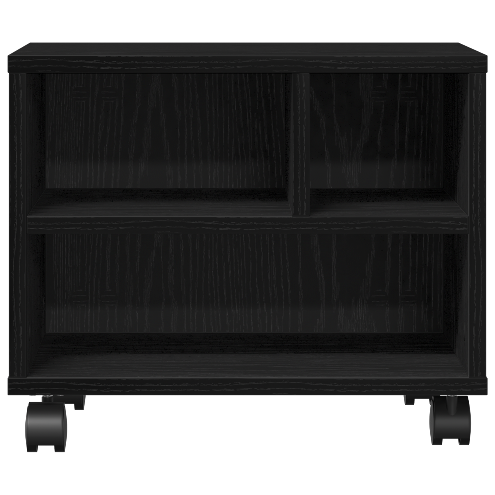 Supporto per Stampante con Ruote Rovere Nero 41x32x34,5 cm