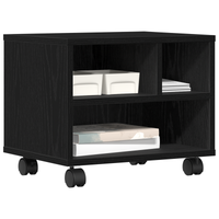 Supporto per Stampante con Ruote Rovere Nero 41x32x34,5 cm