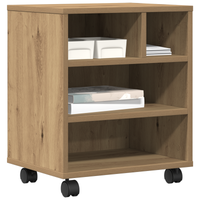 Supporto per Stampante  con Ruote Rovere Artigianale 41x32x48 cm