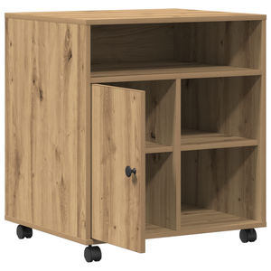 Supporto per Stampante con Ruote Rovere Artigianale 60x50x67 cm