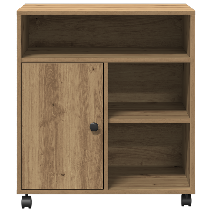 Supporto per Stampante con Ruote Rovere Artigianale 60x50x67 cm
