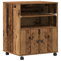 Supporto per Stampante con Ruote Legno Vecchio 60x48x74 cm