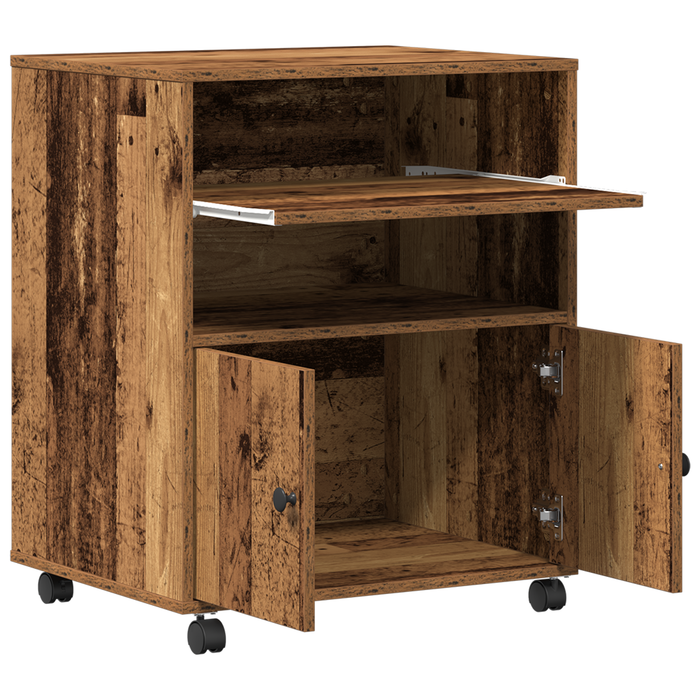 Supporto per Stampante con Ruote Legno Vecchio 60x48x74 cm