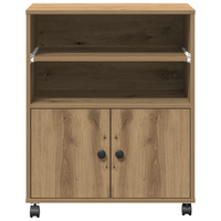 Supporto per Stampante con Ruote Rovere Artigianale 60x48x74 cm