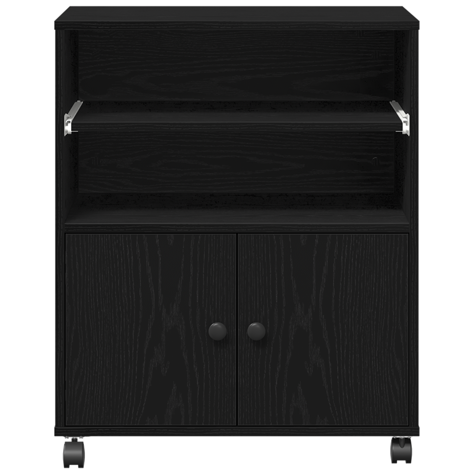 Supporto per stampante con ruote in rovere nero 60x48x74 cm